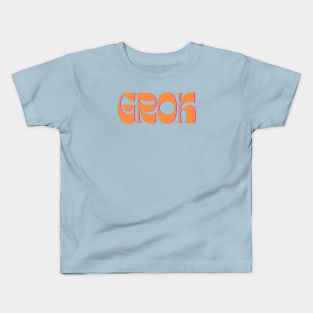 Grok - Groovy Orange on Yellow Kids T-Shirt